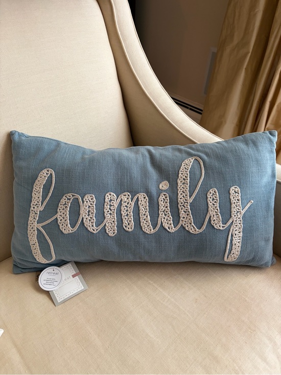 Retreat by Secret Celebrity Other - NWT Retreat by Secret Celebrity Denim “Family” Lumbar Pillow